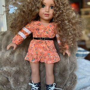 Floral Dress Doll with Curly Hair